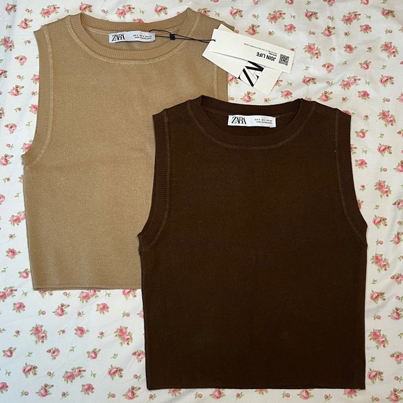 Zara Knit Crop Top - Brown - Picture 2 of 2